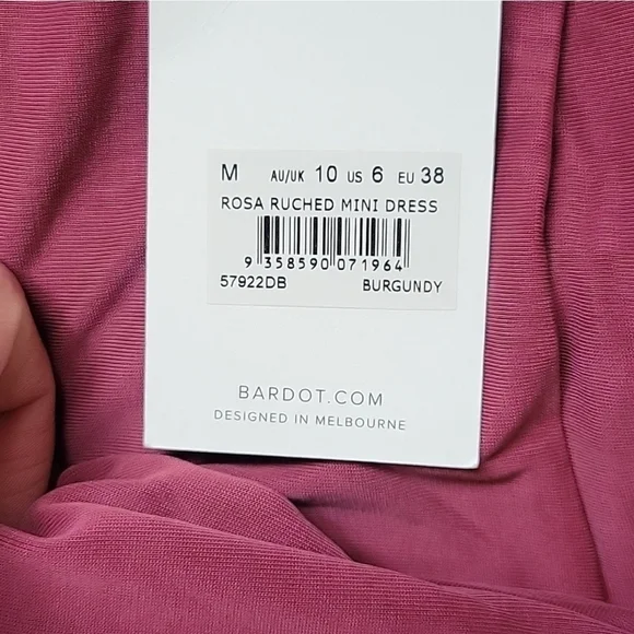 NWT Bardot Rosa Ruched Mini Dress M - Picture 7 of 8